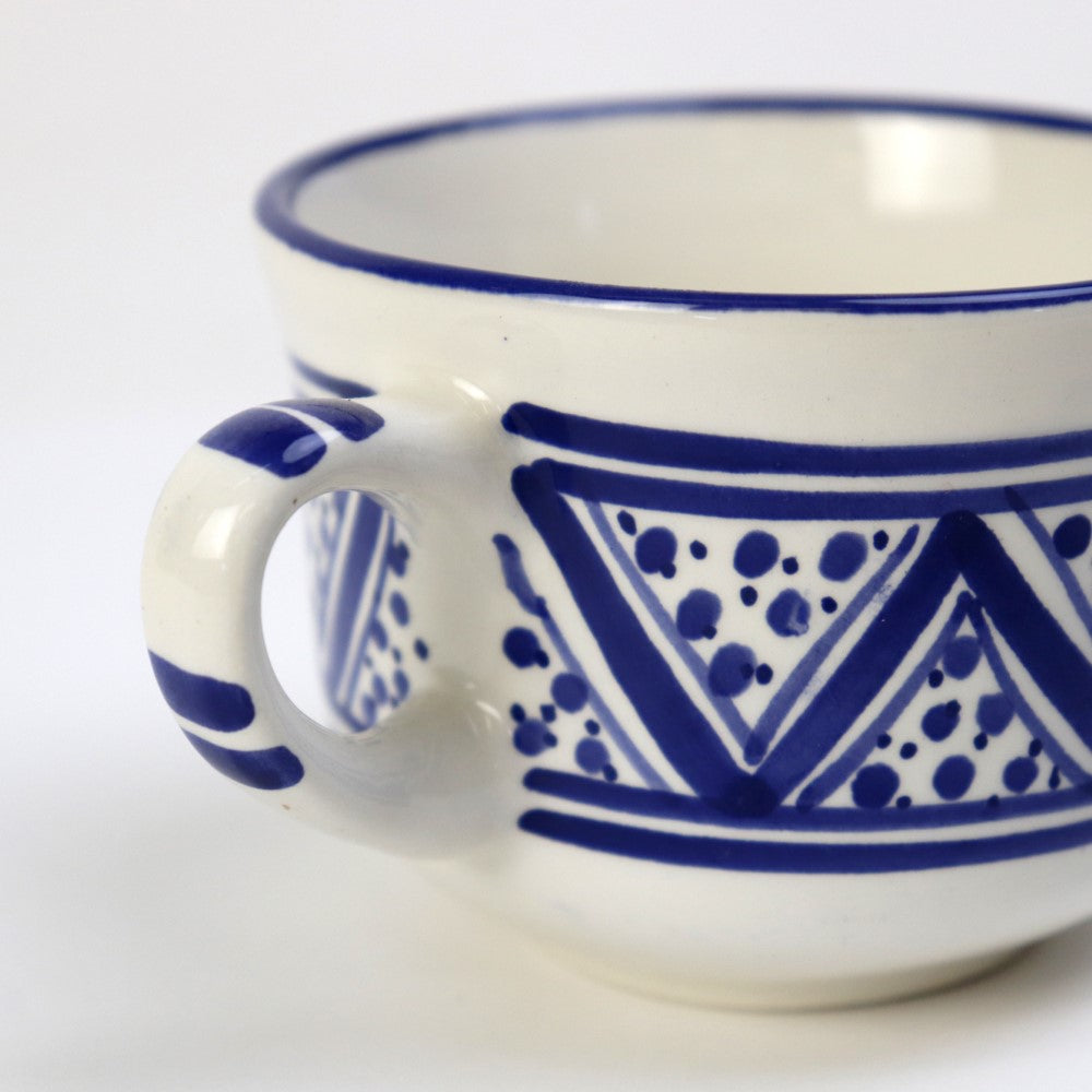 【売り切り御免！】 チュニジア・ナブール陶器 手描きコーヒーカップ パピヨンブルー 工芸品
