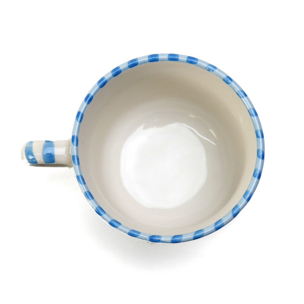 チュニジア・ナブール陶器 手描きコーヒーカップ ターコイズ スラマ