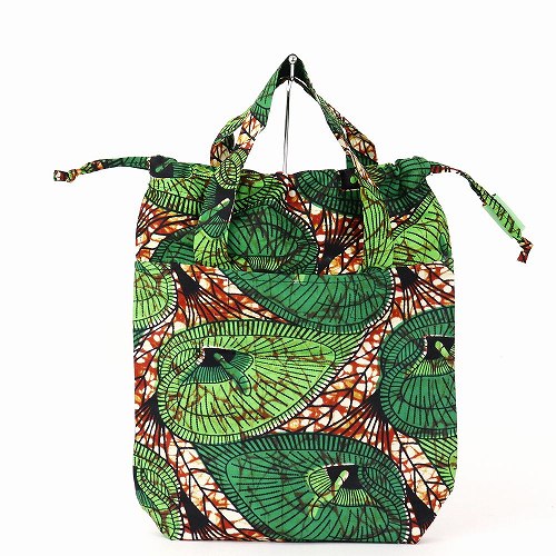 アフリカンレジ袋タイプエコバッグ　アフリカ布チビサークル アフリカ布で作ったサークルバッグ エコバッグ・サブバッグ