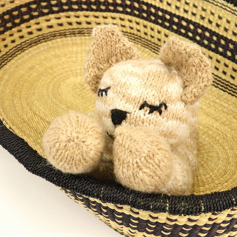 ニアリガバスケット ペットかご ドット柄 ナチュラル黒 猫かご 犬かご【実店舗在庫品】