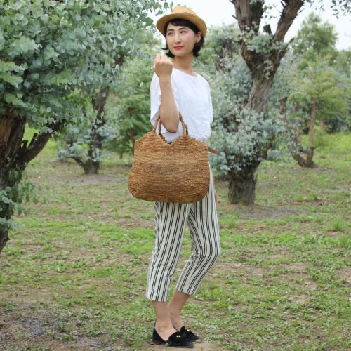 ラフィアバッグ四角デコ ミントグリーン | マンゴロベ