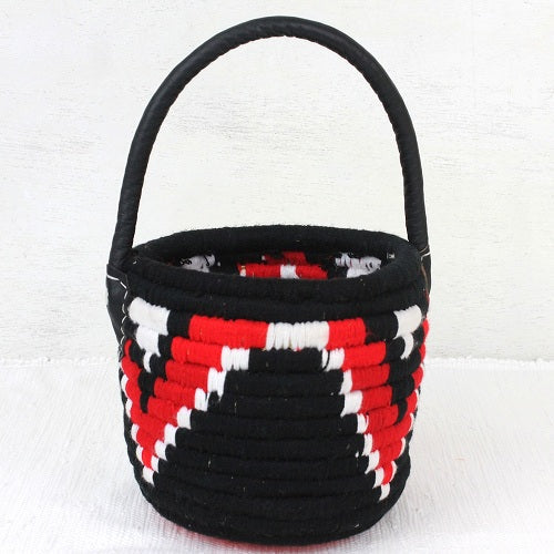 モロッコ ベルベルバスケット 筒型 革ハンドル | マンゴロベ