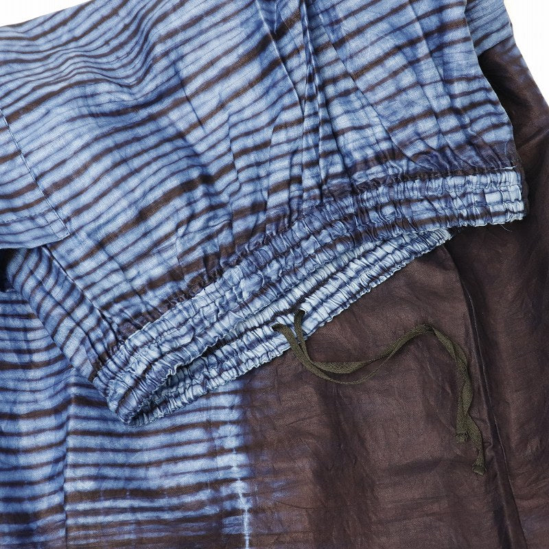 ギニア藍染ロングスカート 外ポケット付き 細線