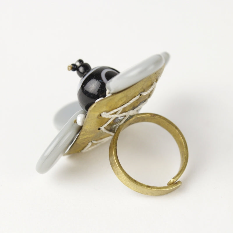 タマカリ　真鍮板ソギナ指輪　モノトーン