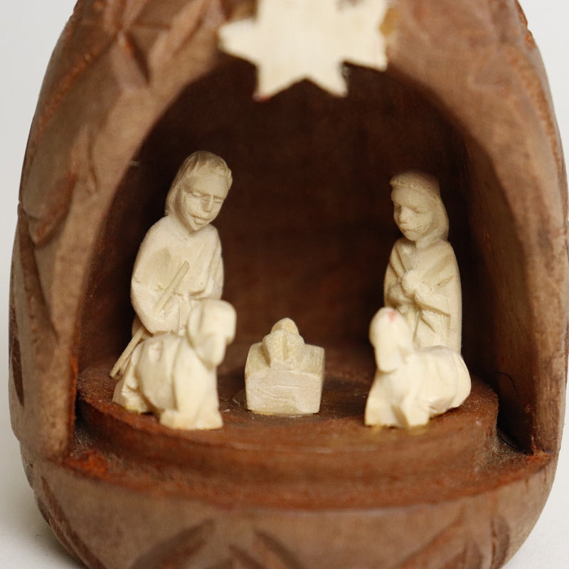 ナチュラルウッド　キリスト生誕置物　パイナップル　brown クリッペ クリスマス