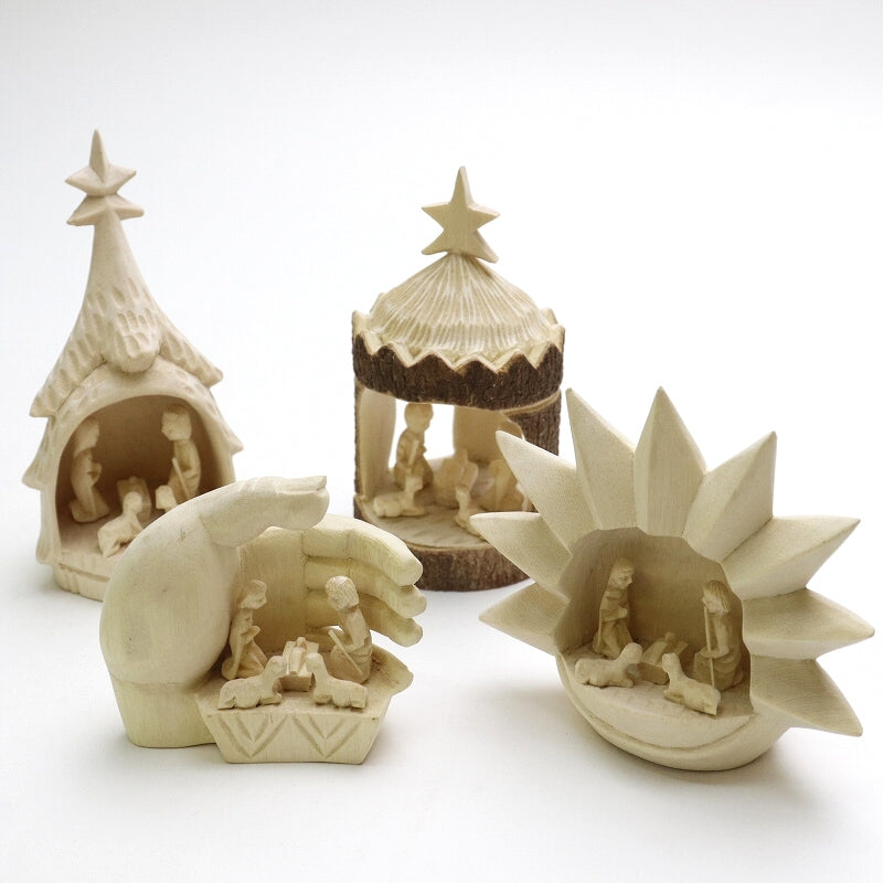 ナチュラルウッド キリスト生誕置物 natural クリッペ もみの木