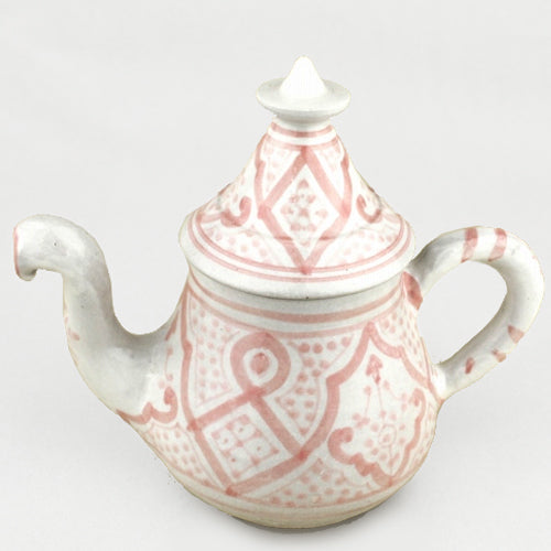 モロッコ手描き陶器 ティーポット ペールピンク