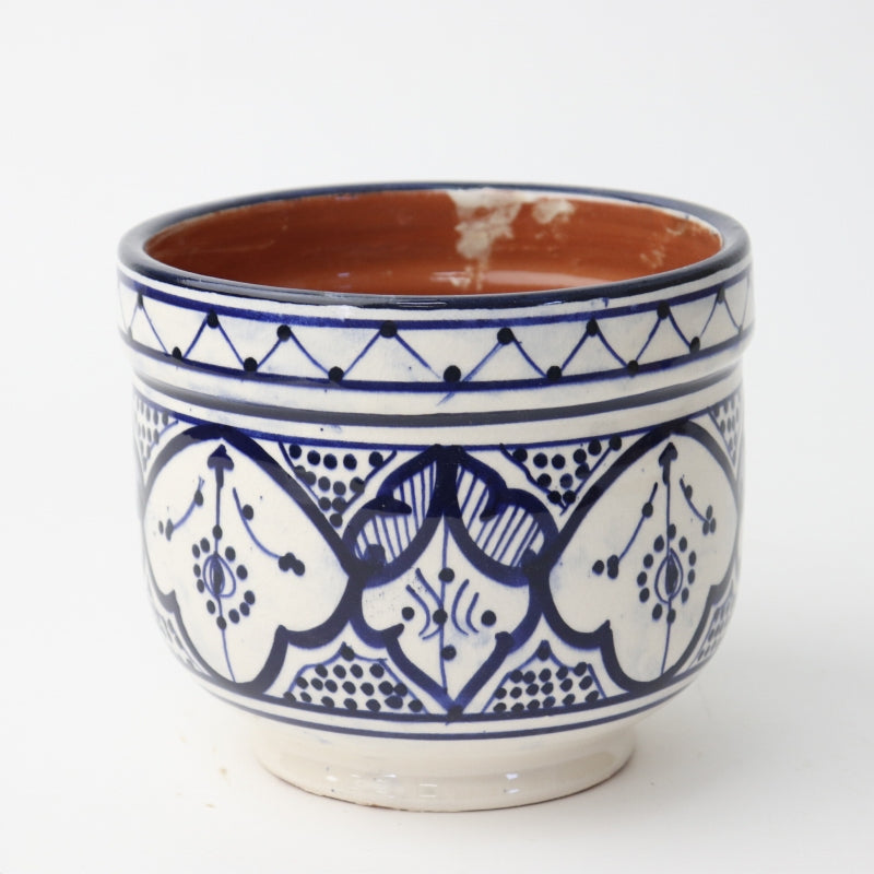 サフィ陶製植木鉢 ぷっくり H15 W15 青