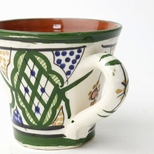 サフィ陶製飾りカップ ダークグリーン