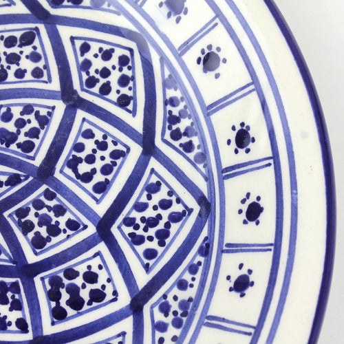 スラマ チュニジア製陶器 手描きデザート平皿 20cm 青