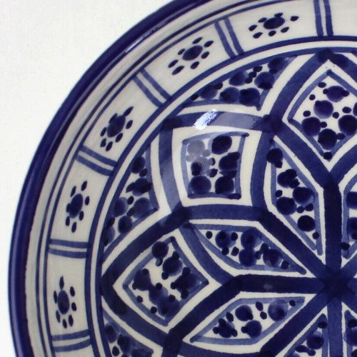 スラマ チュニジア製陶器 手描きボウル 12cm 青