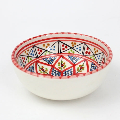 スラマ チュニジア製陶器 手描きボウル 12cm 赤