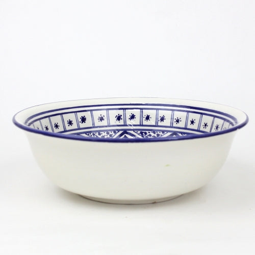 スラマ チュニジア製陶器 手描き円形ボウル 25cm 青 | マンゴロベ