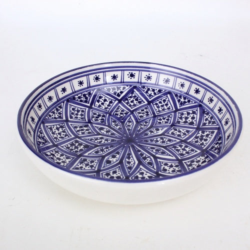 スラマ チュニジア製陶器 浅皿円形 20cm 青