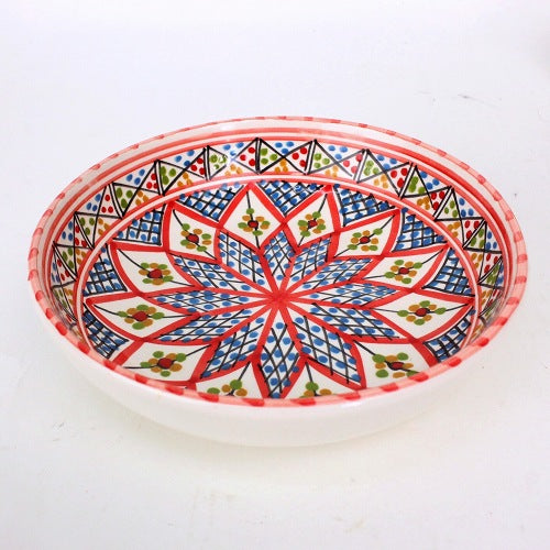 スラマ チュニジア製陶器 浅皿円形 20cm 赤