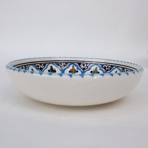 スラマ チュニジア製陶器 浅皿円形 20cm ターコイズ