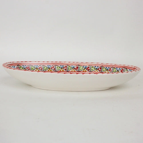 スラマ チュニジア製陶器 浅皿楕円 30cm 赤